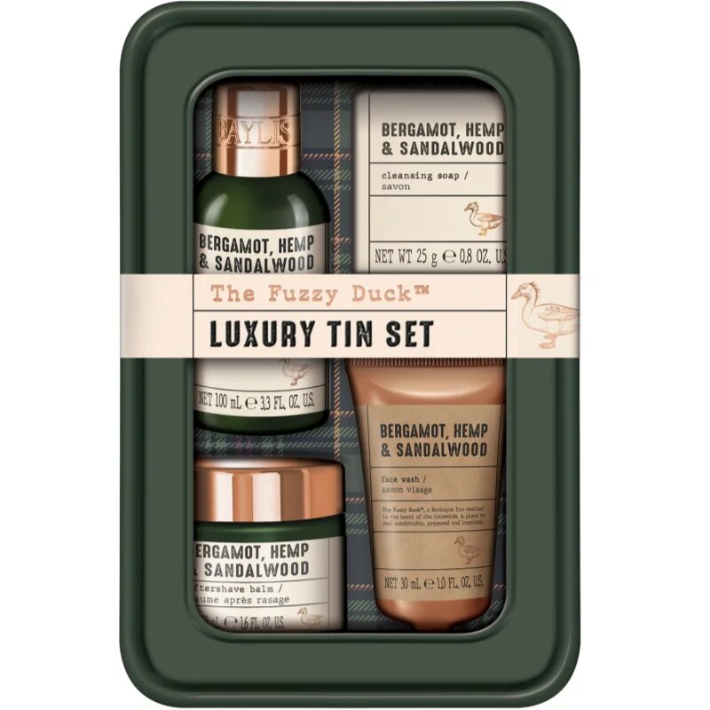 Baylis & Harding The Fuzzy Duck Bergamot Hemp & Sandalwood darilni set kovinska škatla