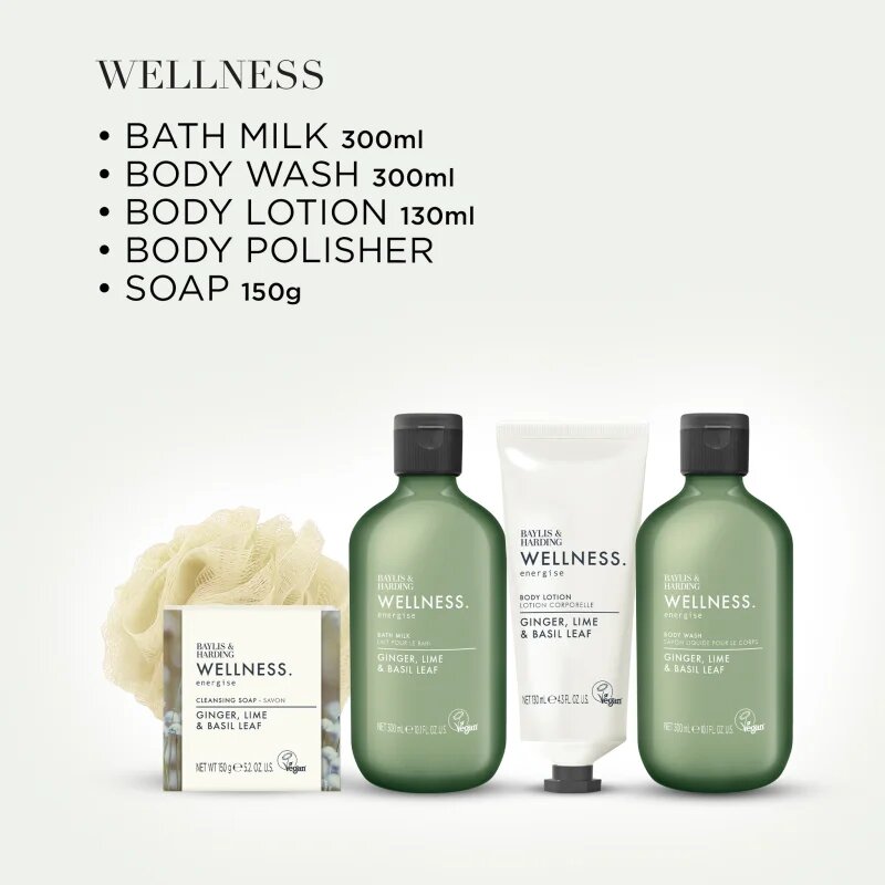 Baylis & Harding Wellness. Energise darilni set Ginger Lime & Basil Leaf