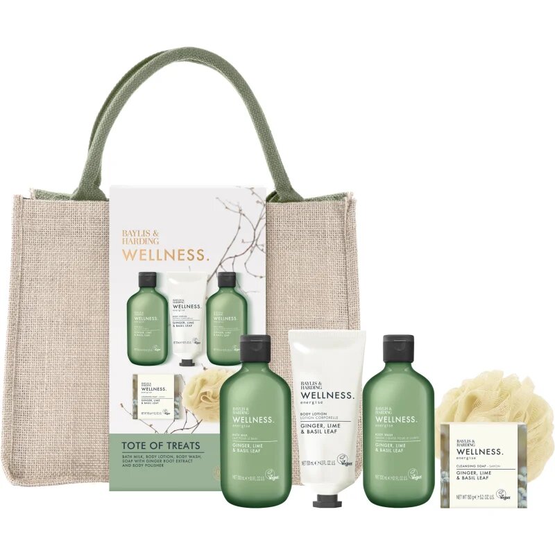 Baylis & Harding Wellness. Energise darilni set kozmetična torbica Ginger Lime & Basil Leaf