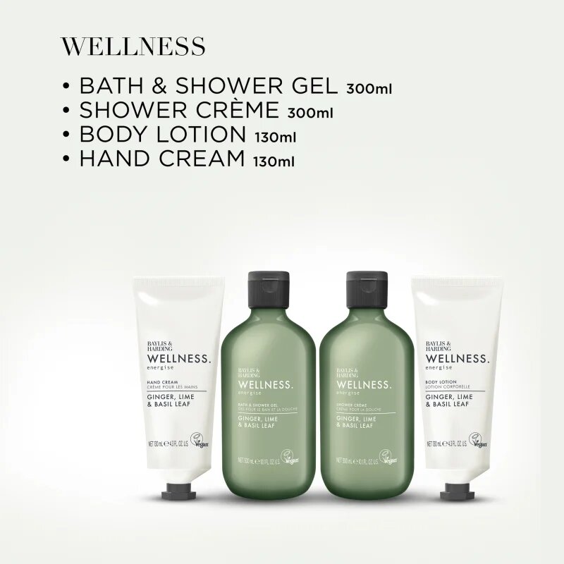 Baylis & Harding Wellness. Energise darilni set za telo Ginger Lime & Basil Leaf