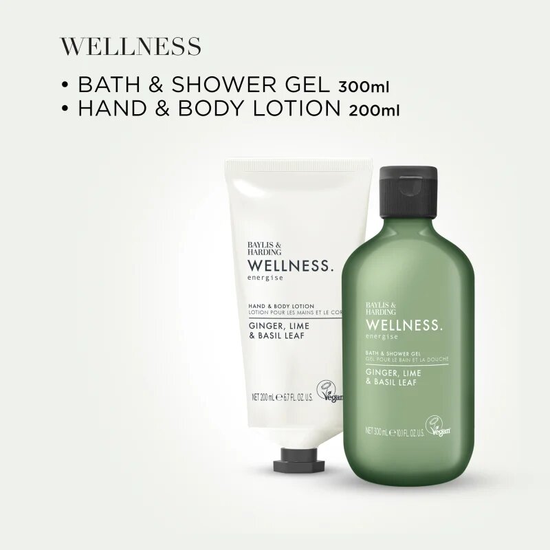 Baylis & Harding Wellness. Energise darilni set za telo Ginger Lime & Basil Leaf