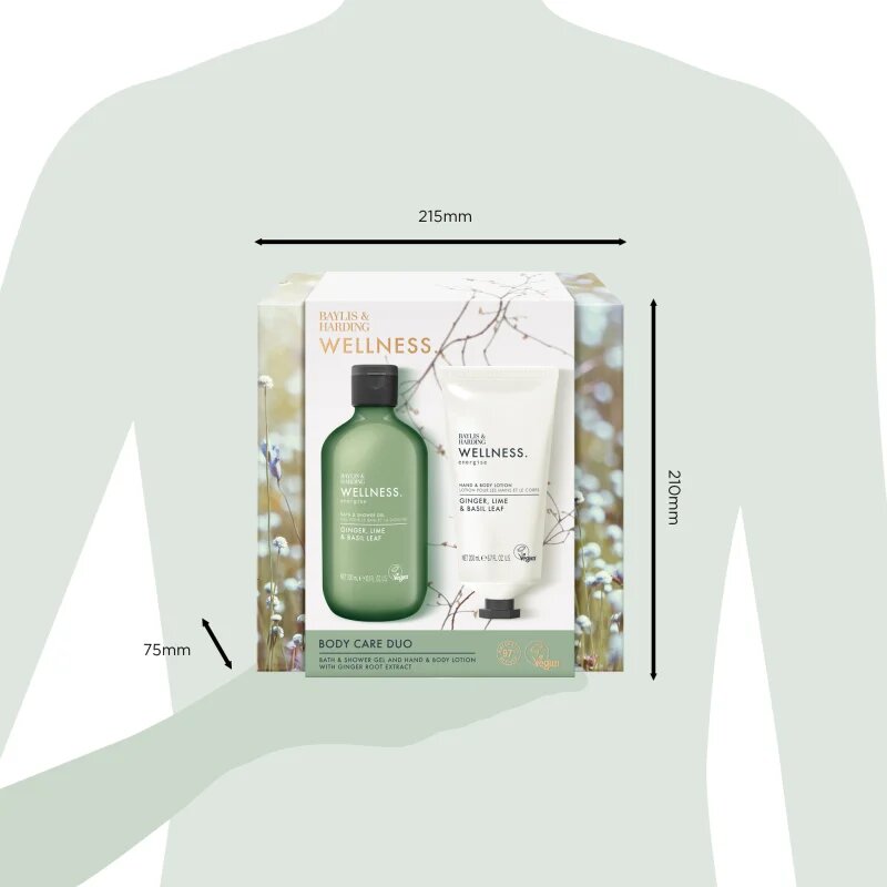Baylis & Harding Wellness. Energise darilni set za telo Ginger Lime & Basil Leaf