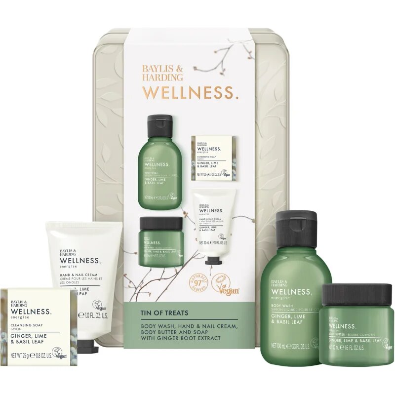 Baylis & Harding Wellness. Energise darilni set za telo Ginger Lime & Basil Leaf
