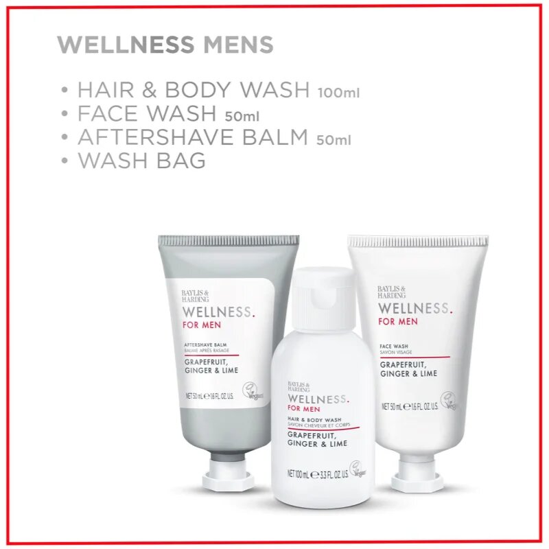 Baylis & Harding Wellness. For Men. Revive darilni set za telo in obraz za moške Grapefruit Ginger & Lime