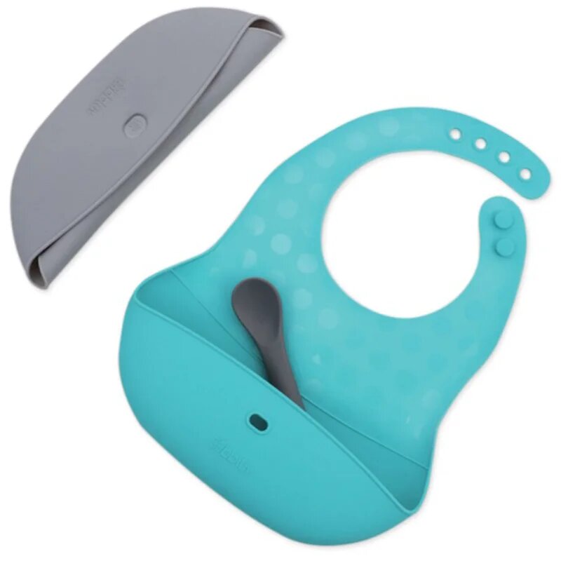 BBLÜV Pöket slinček z žličko Grey/Aqua 2 kos