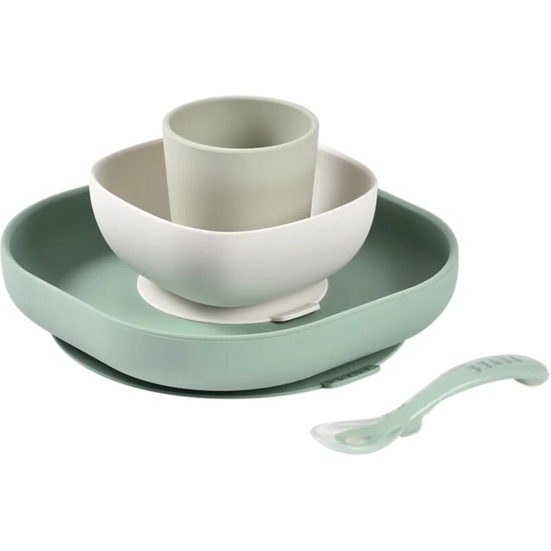 Beaba 4-Piece Silicone Dinner Set jedilni set Sage Green / Misty Green 4 kos