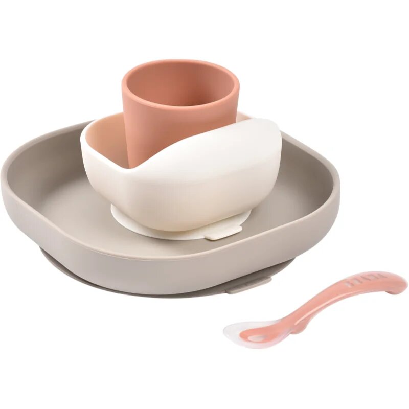 Beaba 4-Piece Silicone Dinner Set jedilni set Terracotta / Gazelle 4m+ 4 kos