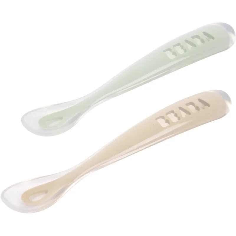 Beaba Silicone Spoon Set žlička z etuijem Clay 4m+ 2 kos