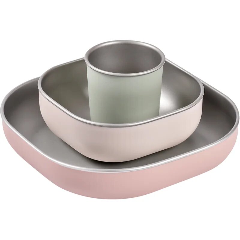 Beaba Stainless Steel Meal Set jedilni set Cotton Candy 4m+
