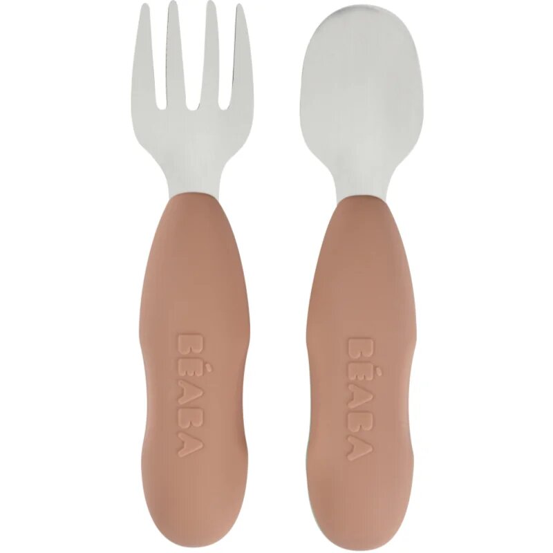 Beaba Stainless Steel Pre-Cutlery pribor Praline 10m+ 2 kos