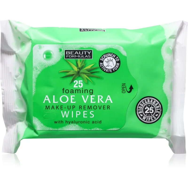 Beauty Formulas Aloe Vera vlažni čistilni robčki s hialuronsko kislino 25 kos
