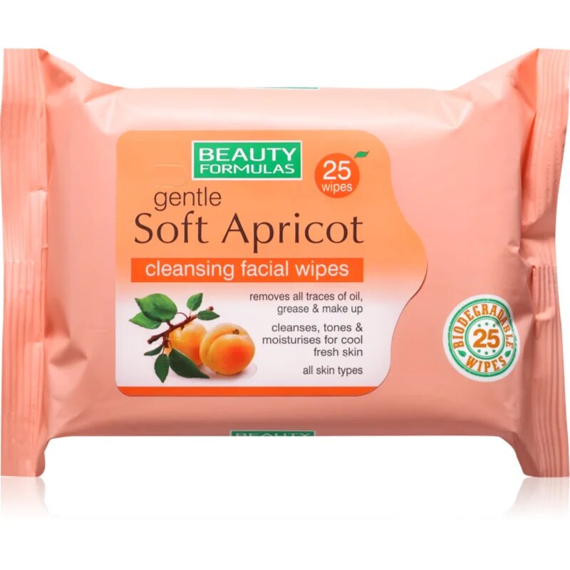 Beauty Formulas Apricot vlažni čistilni robčki 25 kos