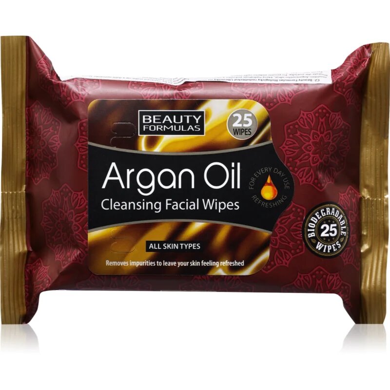 Beauty Formulas Argan Oil vlažni čistilni robčki 25 kos