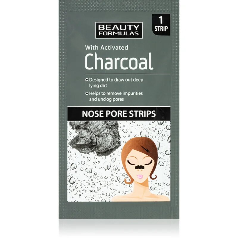 Beauty Formulas Charcoal čistilni obliž za zamašene pore na nosu 6 kos