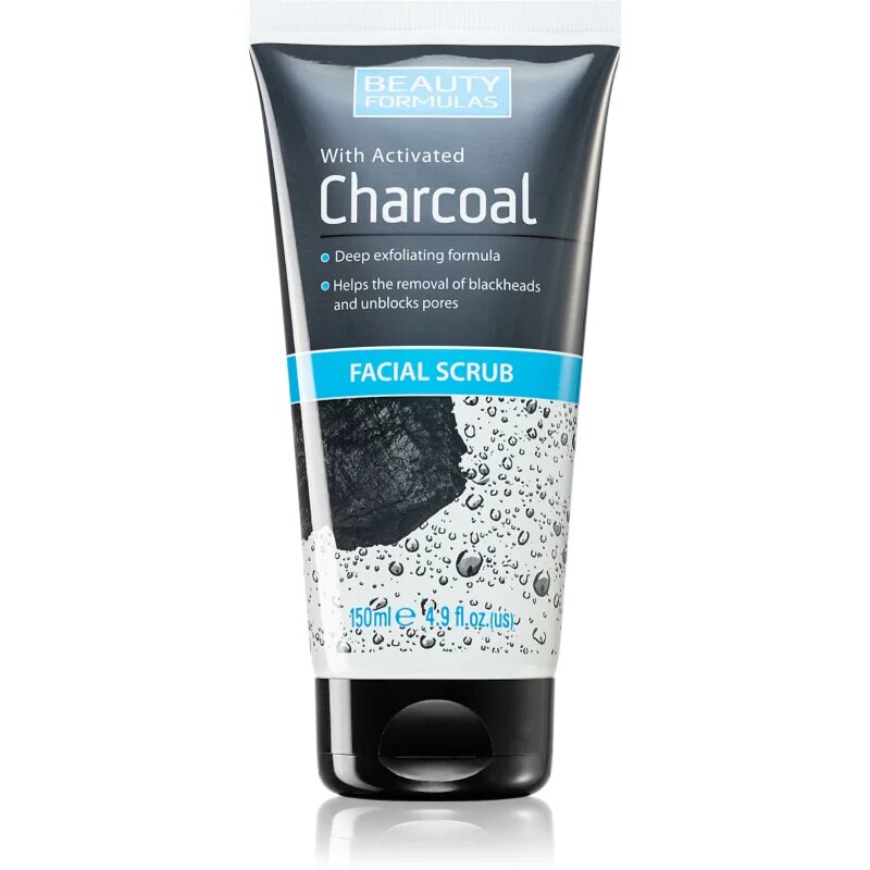 Beauty Formulas Charcoal piling za obraz z aktivnim ogljem 150 ml