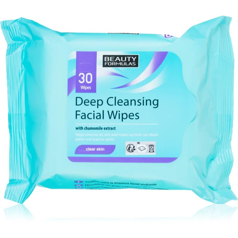 Beauty Formulas Clear Skin Deep Cleansing vlažni čistilni robčki za mastno in problematično kožo 30 kos