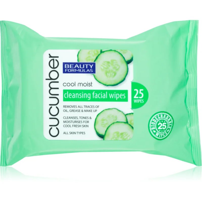 Beauty Formulas Cucumber čistilni robčki z izvlečki kumarice 25 kos