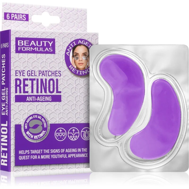 Beauty Formulas Retinol gelaste blazinice za učvrstitev kože za pod oči z retinolom 6x2 kos