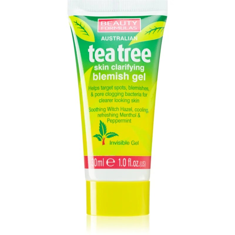 Beauty Formulas Tea Tree pomirjevalni čistilni gel proti nepravilnostim na koži 30 ml