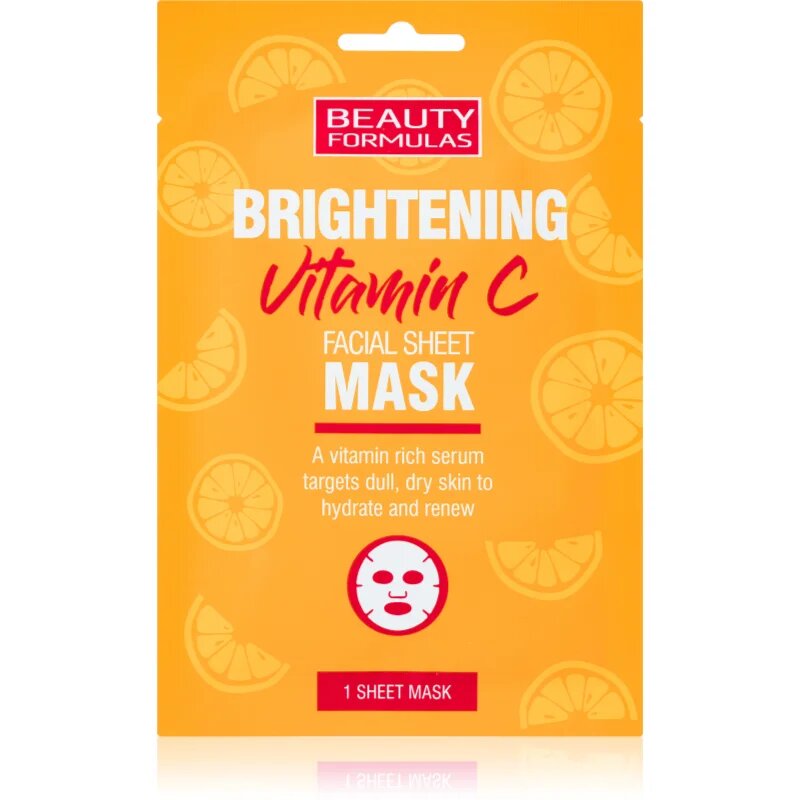 Beauty Formulas Vitamin C revitalizacijska maska iz platna z vitaminom C 1 kos