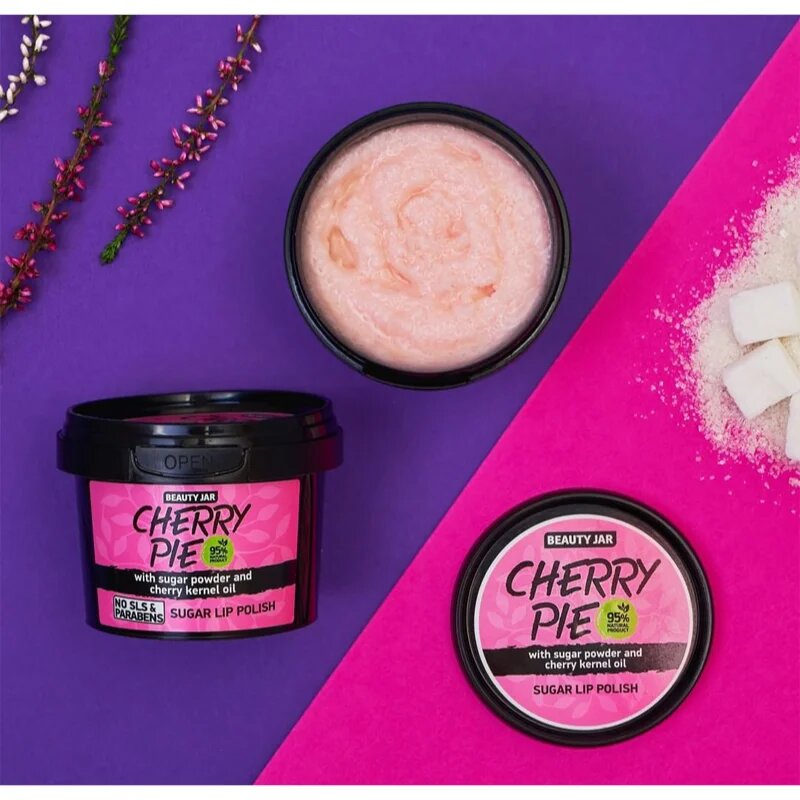 Beauty Jar Cherry Pie sladkorni piling za ustnice 120 g