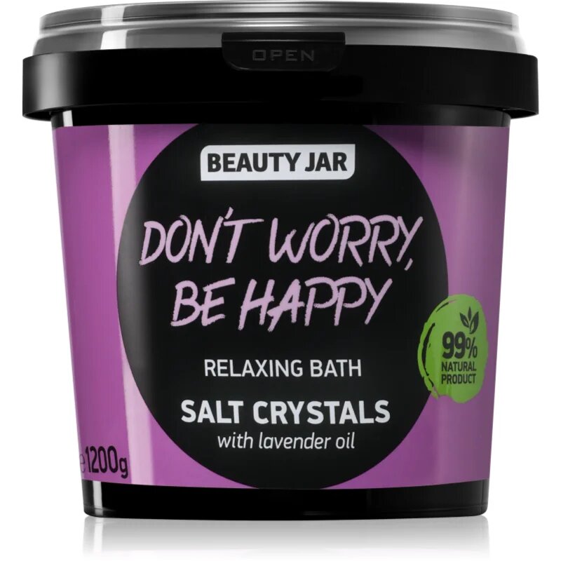 Beauty Jar Don't Worry Be Happy relaksacijska sol za kopel z vonjem sivke 1.2 kg