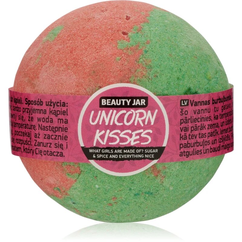 Beauty Jar Unicorn Kisses kroglica za kopel z vonjem jagod 150 g