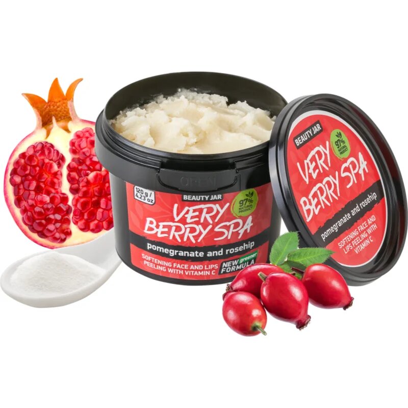 Beauty Jar Very Berry Spa mehčalni sladkorni piling za obraz 120 g