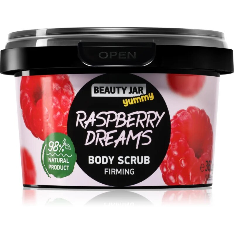 Beauty Jar Yummy Raspberry Dreams učvrstitveni piling za telo 360 g