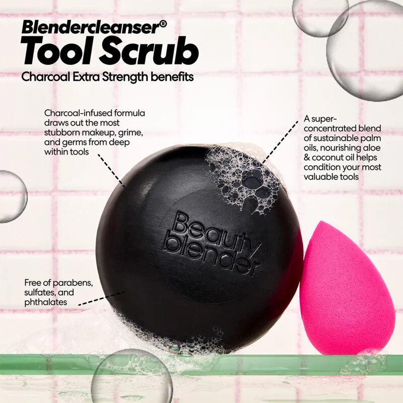 beautyblender® Tool Scrub Charcoal trdo čistilo gobic in čopičev za ličenje 150 g