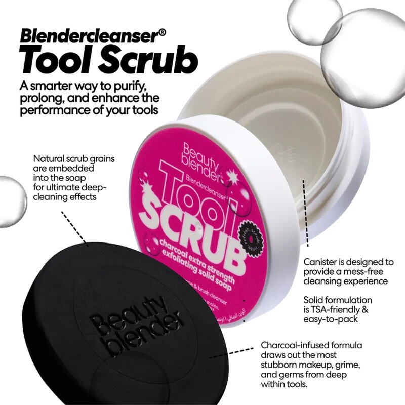beautyblender® Tool Scrub Charcoal trdo čistilo gobic in čopičev za ličenje 28.3 g