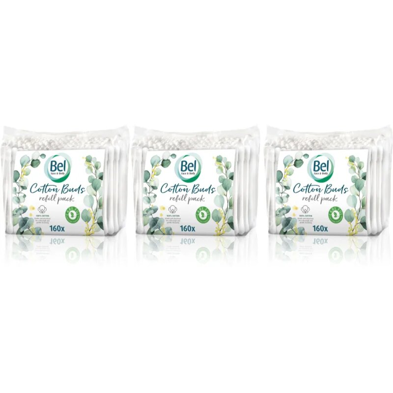 Bel Face & Body Cotton Buds vatne paličice ugodno pakiranje 3x160 kos