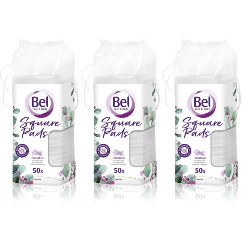Bel Face & Body Square Pads blazinice za odstranjevanje ličil ugodno pakiranje 3x50 kos
