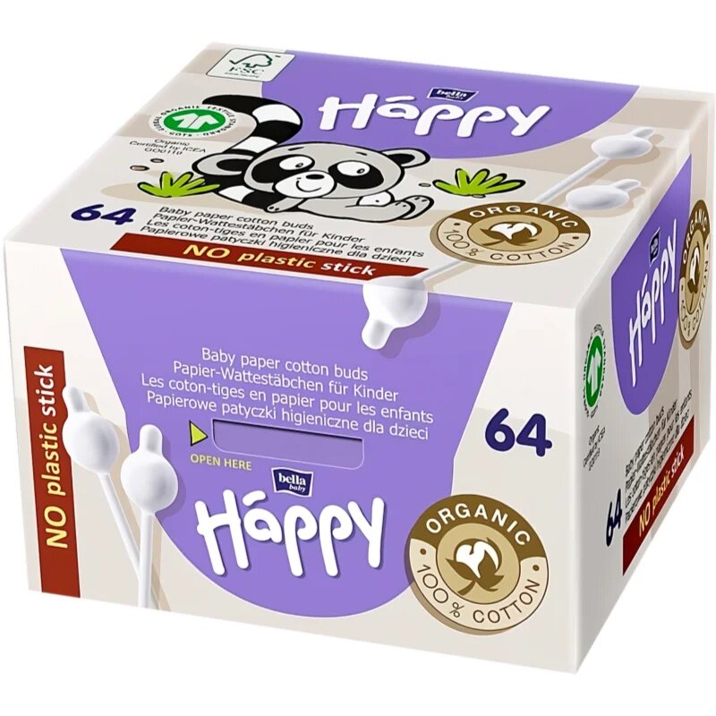 BELLA Baby Happy 100% cotton vatne paličice za otroke 64 kos