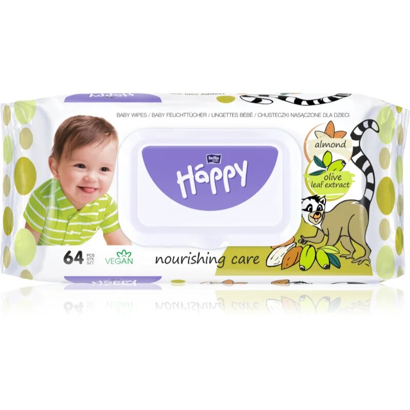 BELLA Baby Happy Almond and Olive Leaf Extract vlažni čistilni robčki za otroke 64 kos