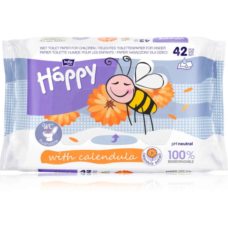 BELLA Baby Happy Calendula vlažilni toaletni papir z ognjičem za otroke 42 kos