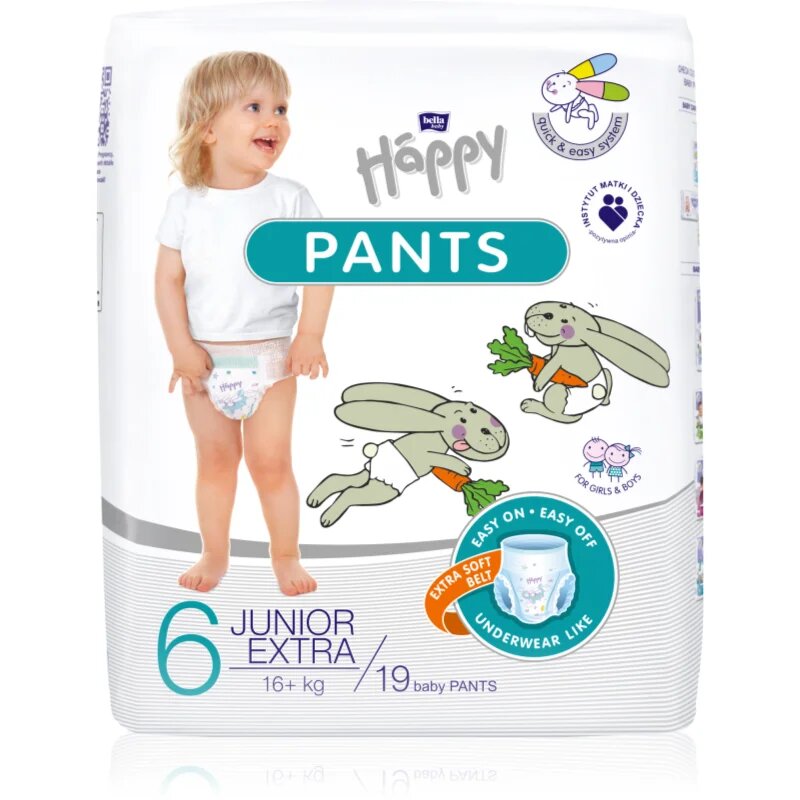 BELLA Baby Happy Pants hlačne plenice za enkratno uporabo Junior Extra 16kg+ 19 kos