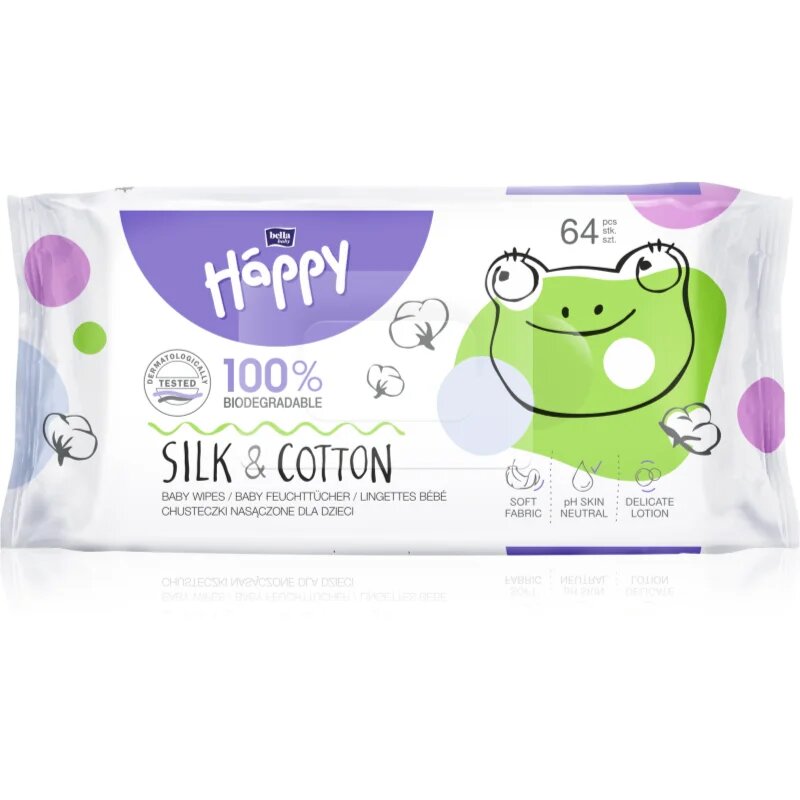 BELLA Baby Happy Silk & Cotton vlažni robčki 64 kos