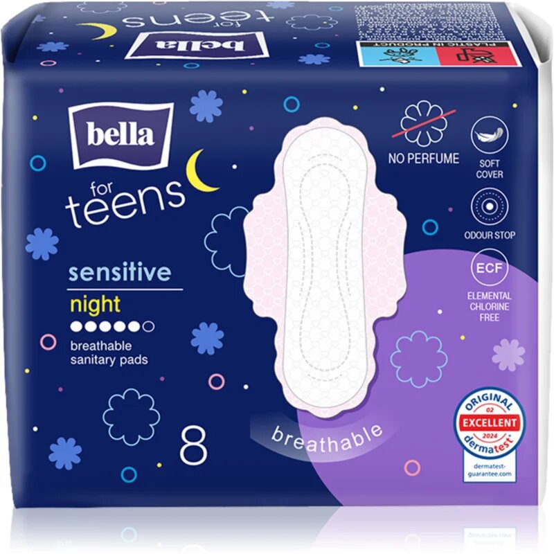 BELLA For Teens Sensitive Night vložki za noč 8 kos