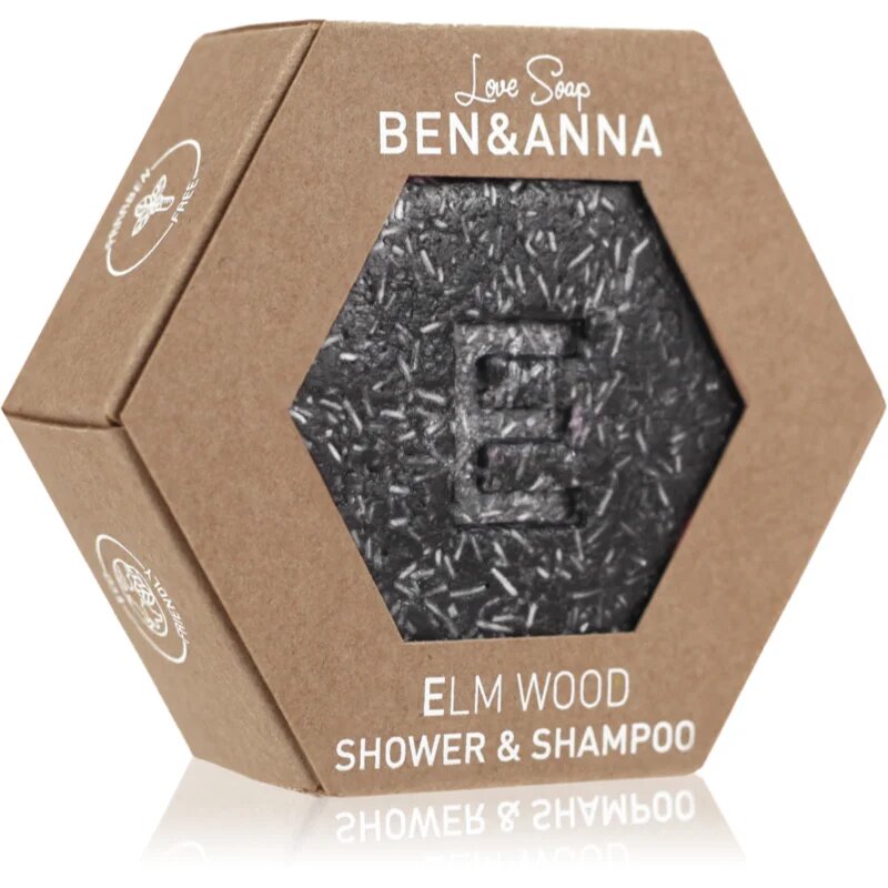 BEN&ANNA Love Soap Shower & Shampoo trdi šampon in gel za prhanje 2 v 1 Elm Wood 60 g