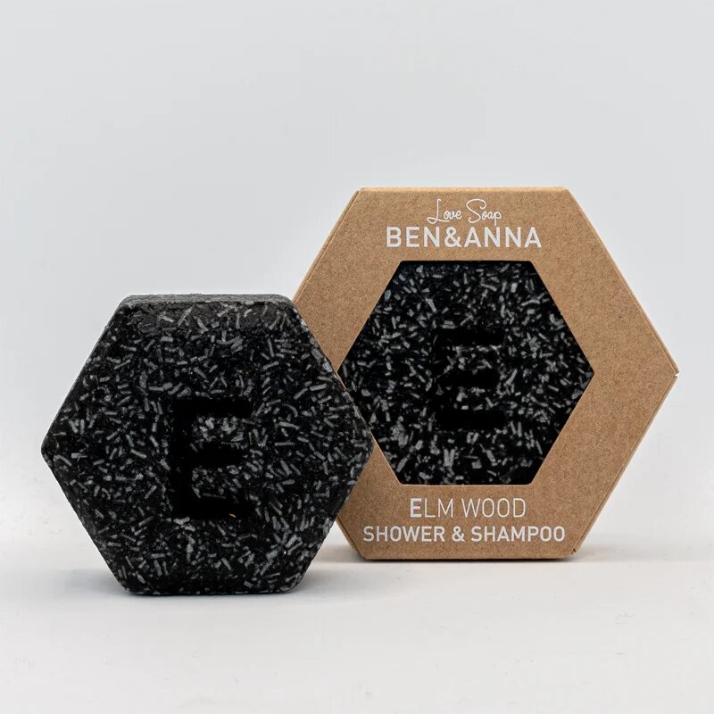 BEN&ANNA Love Soap Shower & Shampoo trdi šampon in gel za prhanje 2 v 1 Elm Wood 60 g