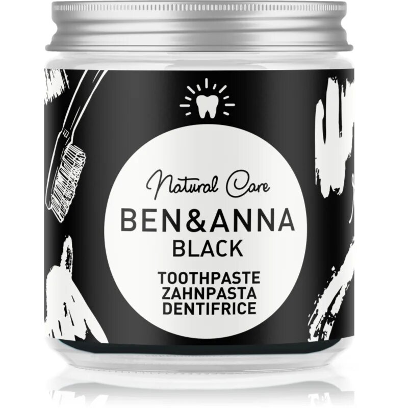 BEN&ANNA Natural Toothpaste Black zobna pasta v stekleni embalaži z aktivnim ogljem 100 ml