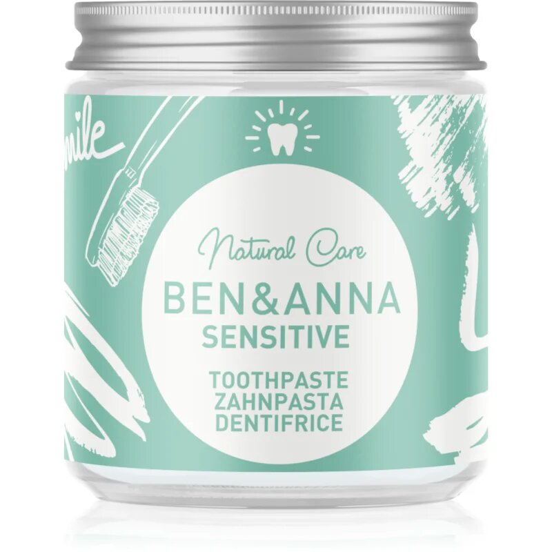 BEN&ANNA Natural Toothpaste Sensitive zobna pasta v stekleni embalaži za občutljive zobe 100 ml