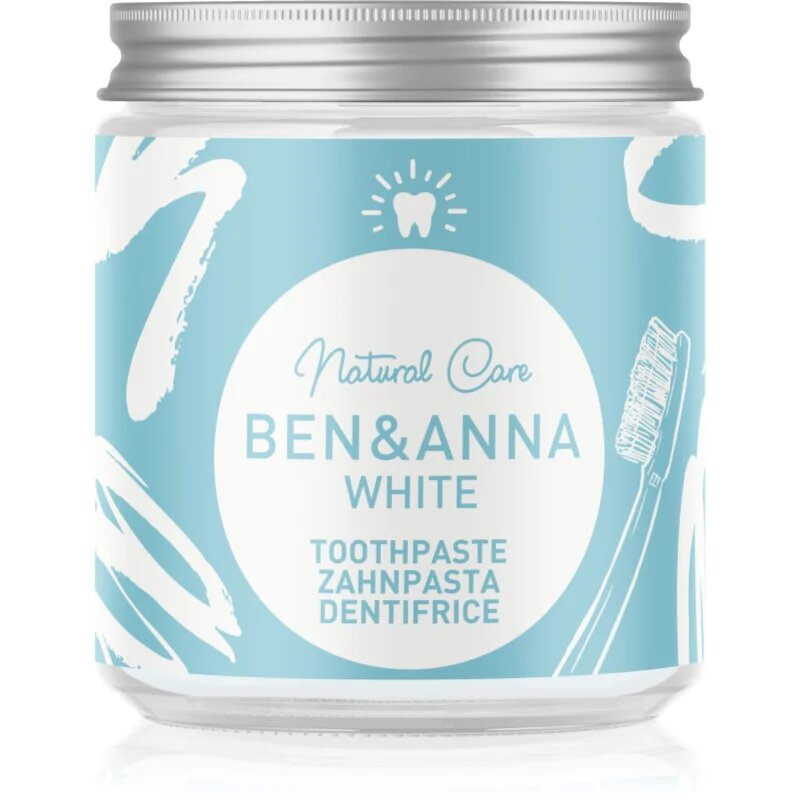 BEN&ANNA Natural Toothpaste White zobna pasta v stekleni embalaži z belilnim učinkom 100 ml