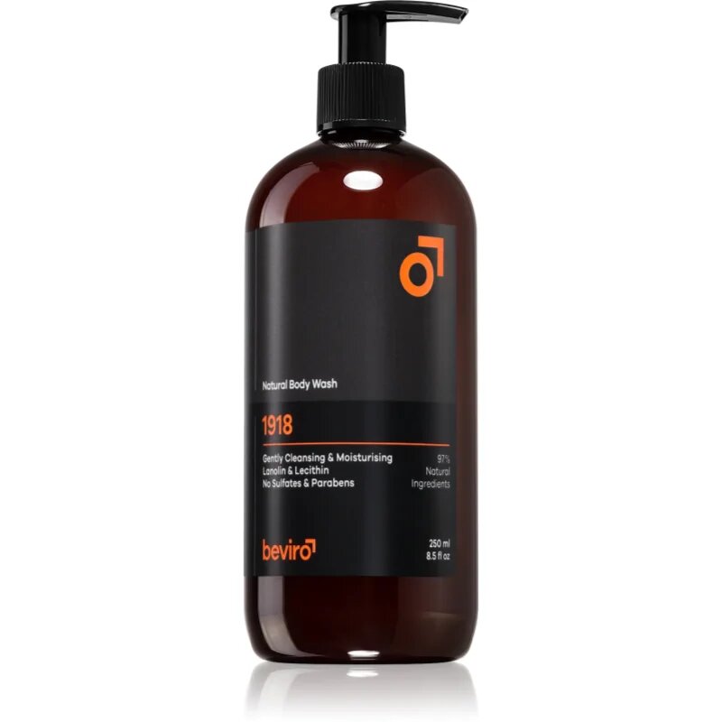 Beviro Natural Body Wash 1918 gel za prhanje za moške 250 ml