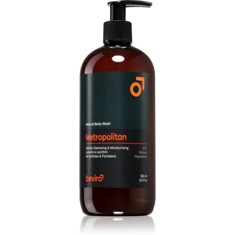 Beviro Natural Body Wash Metropolitan gel za prhanje za moške 250 ml