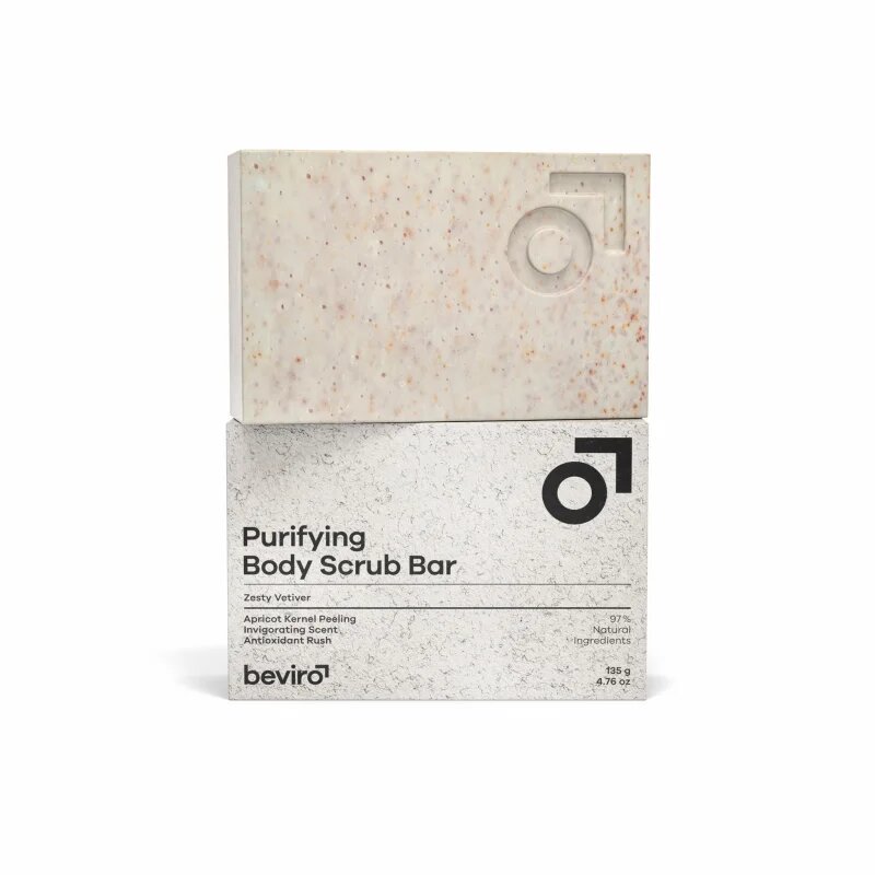 Beviro Purifying Body Scrub Bar Zesty Vetiver trdo milo s pilingom 135 g