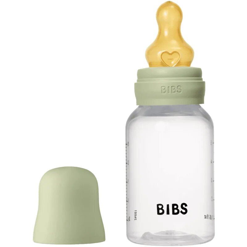 BIBS Anti-Colic Baby Bottle Latex antikolična steklenička s cucljem iz naravnega kavčuka Sage 1 kos