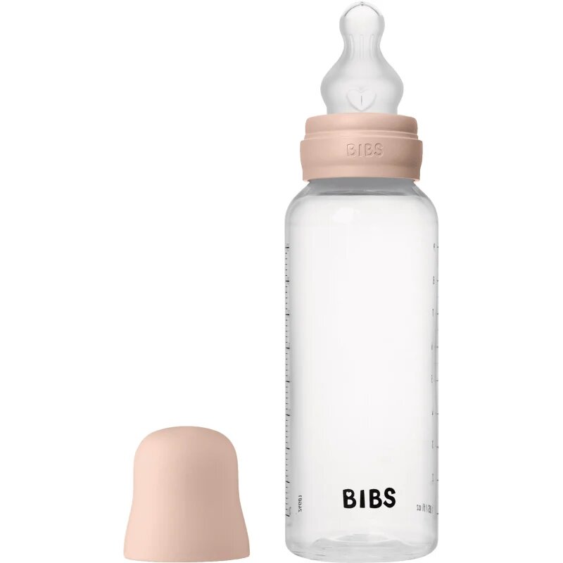 BIBS Anti-Colic Baby Bottle Silicone antikolična steklenička s silikonskim cucljem Blush 1 kos