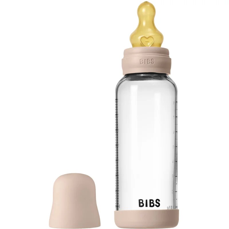 BIBS Baby Glass Bottle Round Latex antikolična steklenička Blush 1 kos